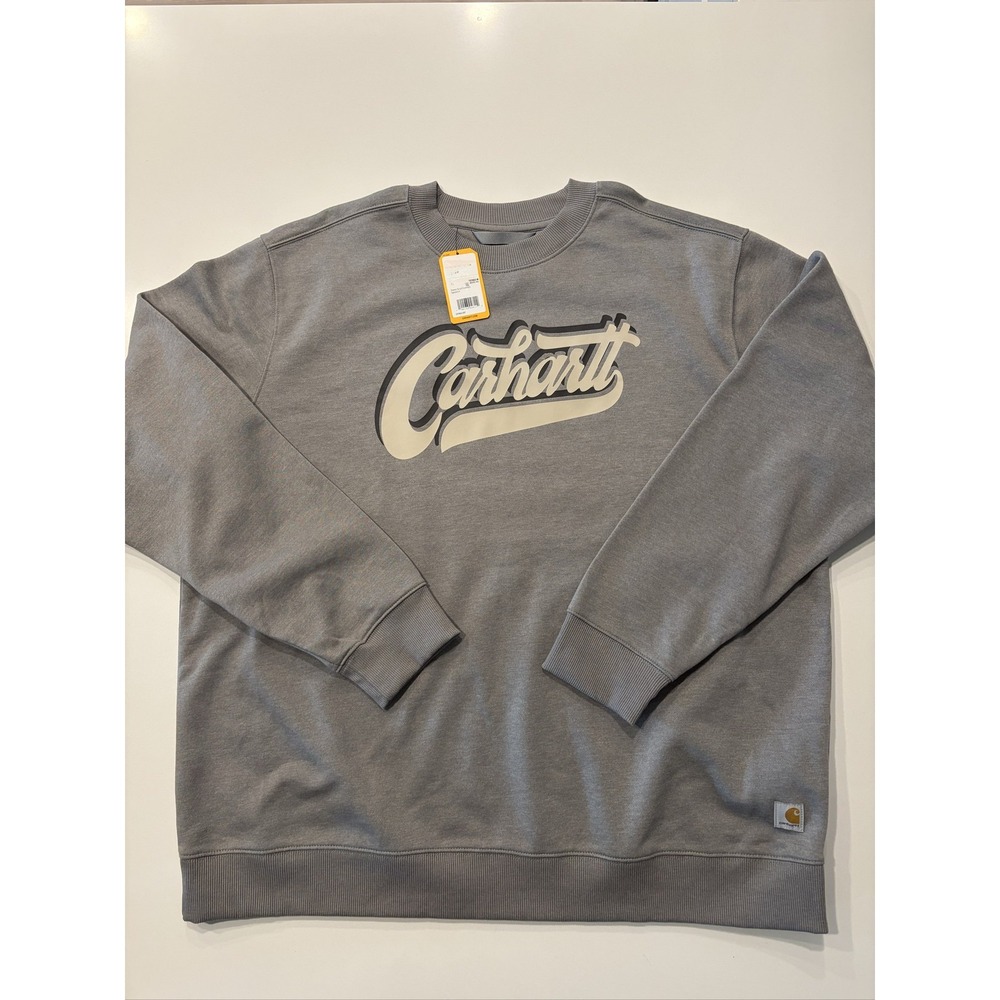 Carhartt Sawyer Script Crewneck Sweatshirt 2XL Weather Ash Heather Relaxed Fit
